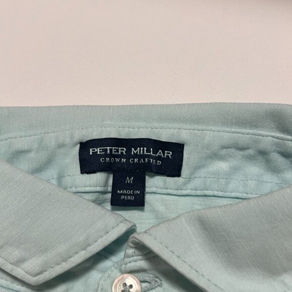 Peter Millar Crown Crafted Polo Shirt Preppy Light Blue Teal Men's size Medium - Picture 4 of 7